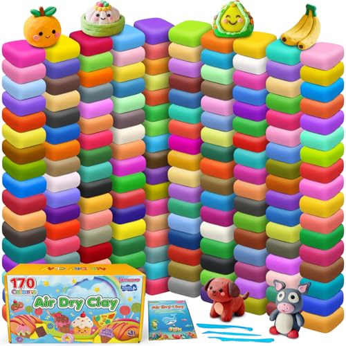 Air Dry Clay 170 Colors, Modeling Clay for Kids, DIY Molding Magic Toy with Tools, Gift for Kids Boys Girls