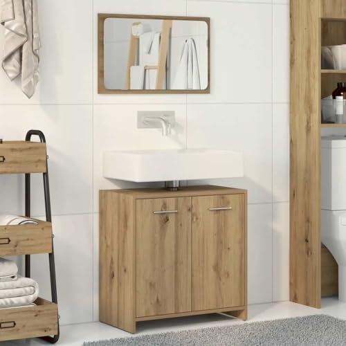 Frdhee Armadietto da bagno sotto lavandino, mobile da bagno con specchio, rovere artisan, mobiletto con cassetti per sotto lavandino, lavello, mobiletto da bagno