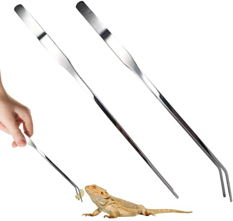 Lange Aquarium-Pinzette, Lange Zange für Reptilienfütterung, Edelstahl-Zange für Terrarium, Süßwasser, Salzwasser, Gehege, Gecko, Schildkröte, Axolotl, Bartdrache, Leopard,