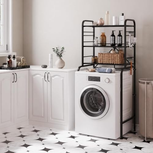 FLOWCASA Waschmaschinenregal Metall, 3 Ebenen, 66 x 155 x 49 cm
