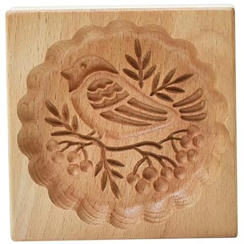 Peosaard Moule à Beurre en Bois, moules à Biscuits en Bois, Moule sablés sculptés en 3D, tampons Biscuits antiadhésifs de 3, 9 Pouces, moules réutilisables pour la Cuisson de