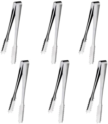 6 Pcs Ice Tongs, Mini Tongs, Appetizers Sweet Tongs for Pick Mix, Portable Sugar Tongs Small Tongs for Tea Food Sweets Bread Coffee Cake Kitchen Wedding Party Bar Bucket Ice