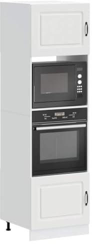 kithwjll Herdumbauschränke 2 STK Kalmar Weiß Holzwerkstoff 60x57x207 cm Küchenschrank mit verstellbaren Füßen kompakter Buffetschrank für Küche und Vorratsschrank