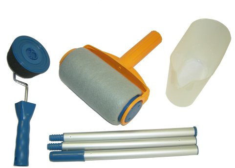 HUKITECH E-Z Farbroller - Streichroller - Set - Kantenroller - Farbtank - 700 ml - Streichsystem - Malerset - Messbecher - Verlängerungsstab