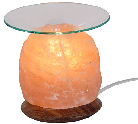 Himalaya Salt Dreams 4041678003630 lámpara aromática Natural con base de madera – Cuenco (Cristal, aprox. 1,5 kg, incluye eléctricos y bombilla