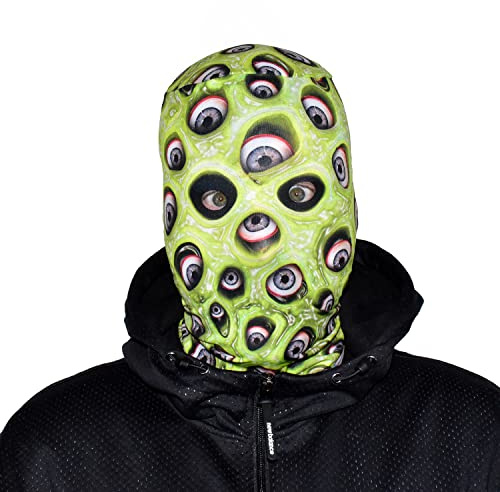 L&S PRINTS FOAM DESIGNS Horror-Maske mit 3D-Effekt, Horror-Maske, grün, für Gesicht, Sensenmann, Halloween, hergestellt in Yorkshire