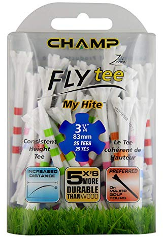 Champ Fly Tee My Hite 8,9 cm, 25 Stück, gestreift, gemischte Streifenfarben, 8,9 cm