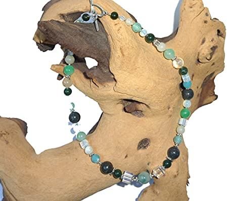 SSH-Design - kurze Kette Collier - JADE & ACHAT - grün -
