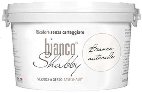 bianco Shabby® Chalk Paint Bianco Naturale Peinture à la craie pour meubles et murs, effet vintage, shabby chic, extra mat (2,5 Liters)