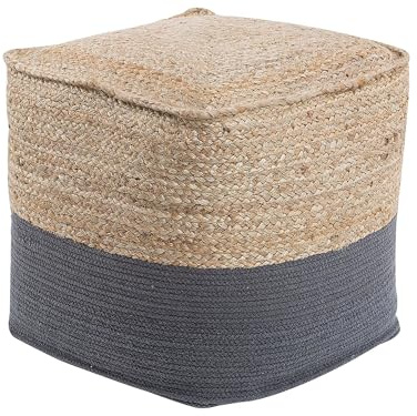 Beliani Boho Pouf Baumwolle Jute quadratisch beige/rdunkelgrau Kirama