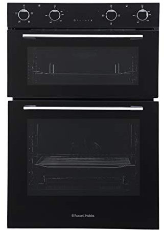 Russell Hobbs 89cm High, 60cm Wide, Black, 110L, Built-In, Electric Fan Double Oven, RH89DEO2001B - Free 2 Year Guarantee