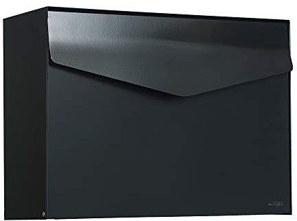 MEFA brevlåda Letter 111 (postlåda med säkerhetslås, brev design, storlek 312 x 430 x 178 mm) svart