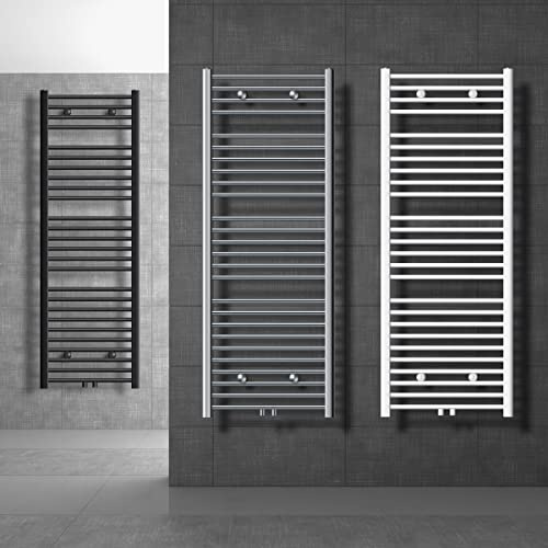 ECD Germany Badheizkörper 600 x 1500 mm Anthrazit gebogen mit Mittelanschluss - Design Heizkörper Handtuchwärmer Handtuchtrockner Handtuchheizkörper Handtuchheizung Handtuchheizer Badezimmer Heizung