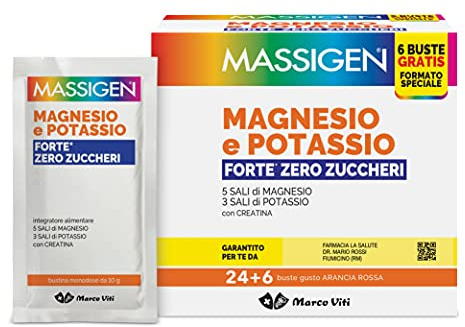 Massigen Magnesio e Potassio Forte Zero Zuccheri - 4 Confezioni