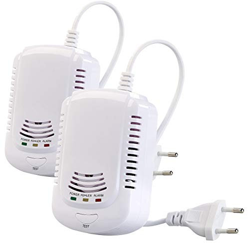 VisorTech Gasmelder Propan: 2er-Set Multi-Gasmelder für haushaltsübliche Gase, mit 3 LEDs, 85 dB (Steckdosen-Multi, Gasmeldeanlagen, Auto Heizung)