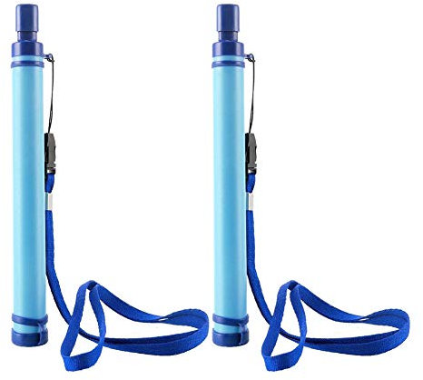 Auveach 2 Pack Portable Water Filter Straw Gear Suction Pipe Purifier Camping Hiking Emergency Life Survival Tool