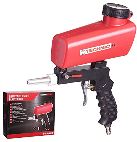 TC TECHNIC Technic Handpneumatische Sandstrahlpistole, Druckluft, Trichter, Absperrventil, handlich, für rohe Kanten, Ecken, rostige Stellen