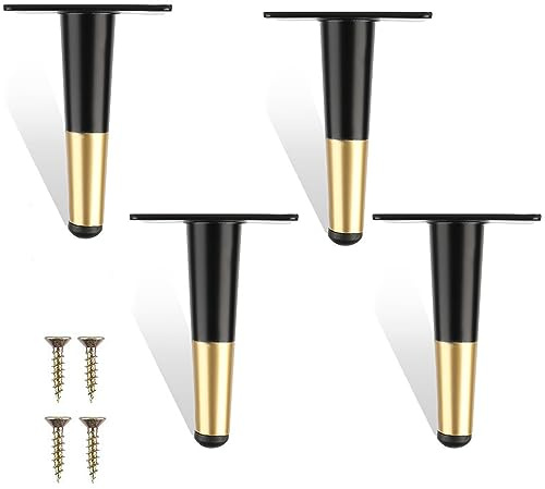 WANGCL Set med möbelben, moderna soffben i metall, möbelstöd, fötter, ersättningsben för soffa, stol, ottoman, skåp och bord, set med 4, 10 cm (4 tum)