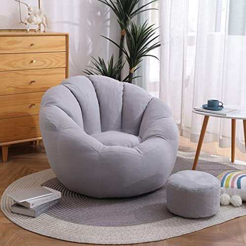 CSstone Bean Bag Sitzkissen Sessel Bodenkissen Aufbewahrungstasche Sitzsack Wohnzimmer Garten (Nur Cover) Bodenkissen Hocker Kinder Sitzsäcke Möbel Kissen Sessel Sofa,Grau