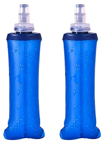 VIKSAUN 2-pack vikbara dricksflaskor, 250 ml, vikbar vattenflaska, sportflaska, vattenflaskor i mjuk flaska, för drickryggsäck, sport, löpning, fitness, vandring, cykling, klättring