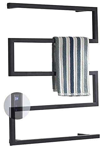 Scaldasalviette elettrico, portasciugamani riscaldato a basso consumo da 90 W con timer e regolazione della temperatura, stendibiancheria in acciaio inossidabile 304 montato a parete, plug-in/Hardwir