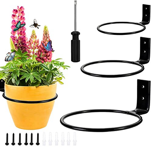 3 Vasi Da Fiori Da Parete Per Piante, Supporto Da Parete Per Piante, In Metallo, Diametro Interno 10 Cm/14 Cm/19 Cm, Colore Nero, Rotondo, Da Appendere Alla Parete, Per Casa, Giardino, Balcone