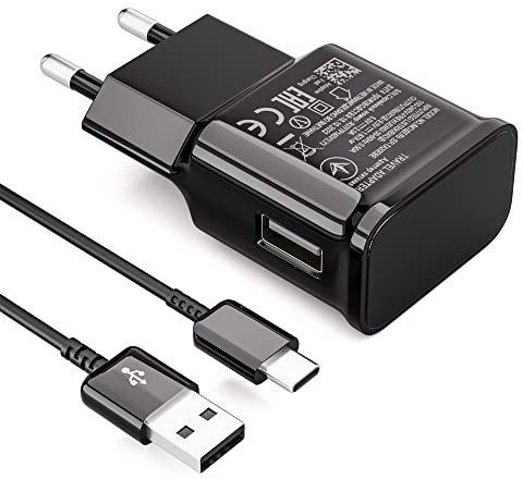 Chargeur USB avec Câble de USB Type-C 1,5m pour Samsung Galaxy S8 S8+ S9 Plus S9+ S10 S10 Plus S10e S20 A10e A13 A14 A15 A25 A34 A55 A54 A51 A72 A32 Note 8/9, Chargeur Rapide de Rechange D'origin