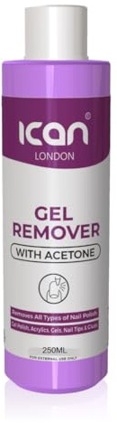 ican London Gel Polish Remover Acetone,Salon UV LED Nail Polish Cleaner 250ml