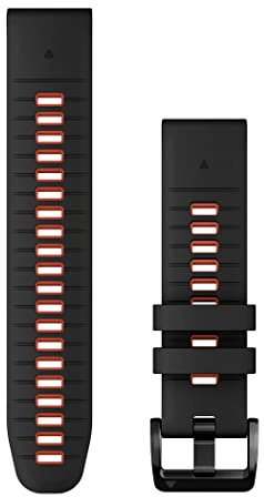 Garmin QuickFit Watch Bands (22mm), suitable for selected fēnix-, epix-, Descent-, D2-, Instinct-, Forerunner- and Approach series smartwatches, Original accessory, Silicone, Black/Flame Red