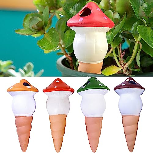 MKNZOME 4 x 110ml Tonkegel Bewässerung Pilzform, Bewässerungskegel Wasserspender Pflanzen, Automatische Pflanzenbewässerung Indoor Set, Slow Release, Bewässerungskegel für Topfpflanzen Blumen Bäume