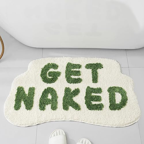 FPYWO Funny Get Naked Badematte Grün - Rutschfeste Mikrofaser Badezimmerteppich, Weiche Duschbodenmatte für Badezimmer-Dekor, Maschinenwaschbar, 85,1x50,8 cm