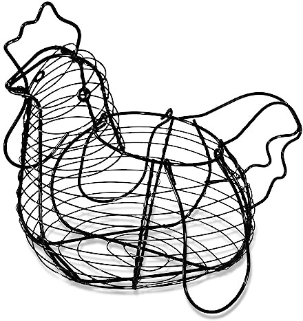 TIENDA EURASIA - Cesta para Huevos con Forma de Gallina, para Almacenar Huevos, Metal Color Negro, 33cm, Cesta Forma de Gallina, Cesta para Cocina, Cesta Huevos Gallina, Organizador Huevos