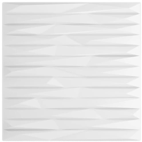 vidaXL Wandpaneele 48 Stk., Wandverkleidungen für Schlafzimmer Wohnzimmer Flur, Paneele für Wanddekoration, Wandplatte Wandfliese, Weiß EPS Stein