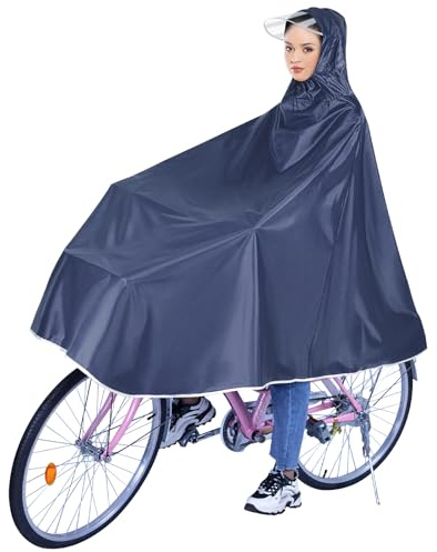 Nizirioo Waterproof Cycling Rain Poncho, Cycling Rain Poncho with Hood, Compact Rain Cape for Men and Women, Portable Rain Poncho, Lightweight Rain Jacket for Bicycles, Electric Bicycles, blue, 3XL