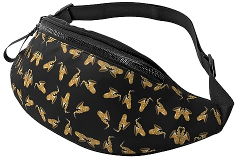 Sac Banane à Motif de Saxophone doré, Sac de Ceinture à la Mode, Mains Libres pour Femmes et Hommes, randonnée, Course à Pied, Voyage