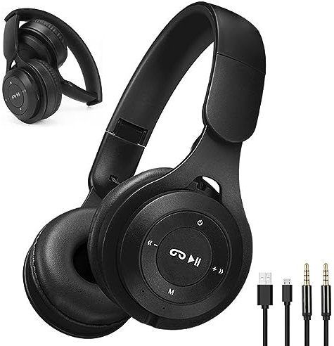 Wireless Over Ear Bluetooth Headphones - Foldable Hi-Fi Stereo Wireless Headset with Deep Bass & Built-in Mic - Wired Mode for Phone PC Travel Office