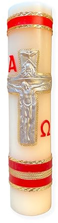 Angelitos de Mexico Big Candle Jesus Cross Christ Handmade Catholic Prayer Cirio Artisan Vela Jesucristo 11 in (28cm)