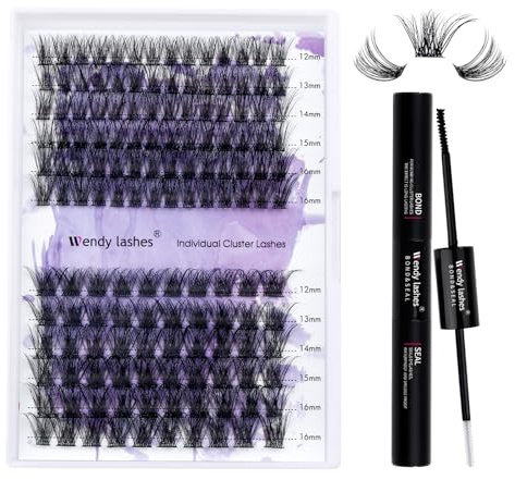 WENDY LASHES Extension Ciglia Kit Cluster Lashes D Curl 0.07mm Style-C3/C9 | Extension Ciglia Individuali Naturale Ciglia Finte Ciuffetti Individuali with Lash Bond and Seal Mix12-16mm