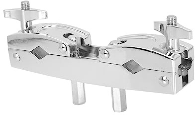 Toyvian Soporte para Cencerro de Batería Clip Fijo Doble Cara de Hierro Plata Resistente y Duradero para Soporte de Platillo y Bombo