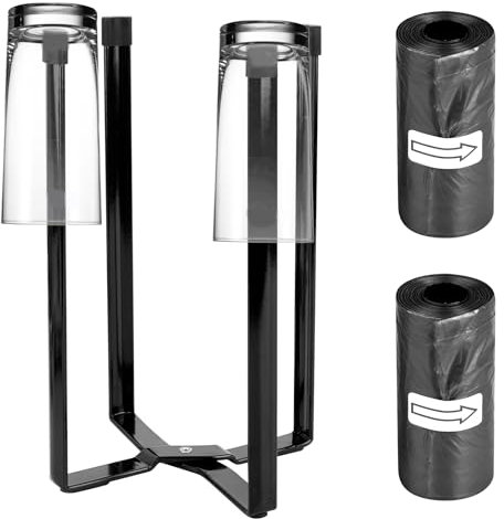 RUCUDIM Kitchen Stand Holder Shelf Bin Bag Metal Bin Bag Holder Multifunctional Worktop Cups Bottles Drying Rack Bottles Drying Rack Foldable for Plastic Bags Bottles