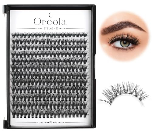 Oreola Cils Cluster 40D 240 pièces cils individuels aspect naturel 9-16MM D Curl Extensions de cils à faire soi-même à la maison Faux cils réutilisables