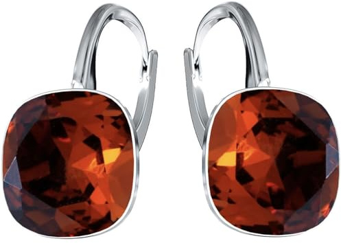 Silberne Ohrringe Exklusive Markenkristall Designs - Hochwertige Silber 925 Ohrhänger für Damen in verschiedenen Shades und Farben (Tangerine)