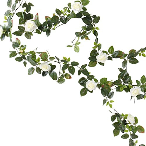 NeaxgeandX Künstliche Rosenranken Rosenranke für Babyparty-Dekorationen, Weiß, 140 cm