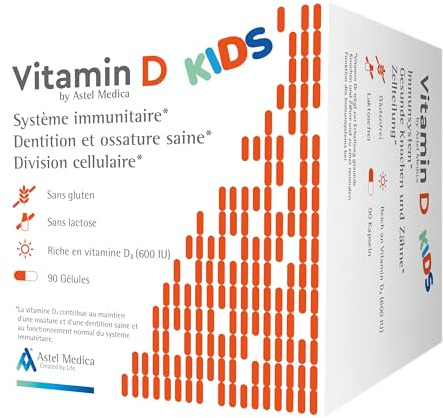 Vitamin D Kids - Vitamine D pour enfants - Système immunitaire, dentition et ossature - 90 gellules