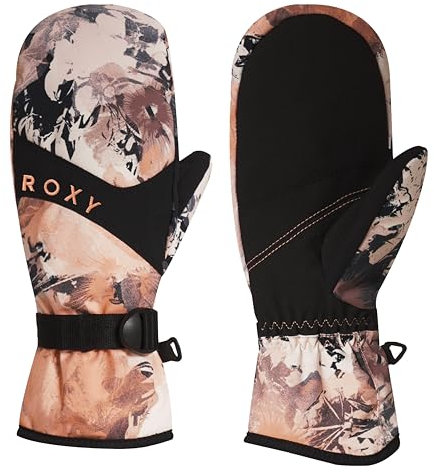 Roxy Jetty - Manoplas de snowboard para mujer, impermeables, aislamiento térmico, correas de muñeca ajustables, Imagen de ensueño rosa melocotón, Large