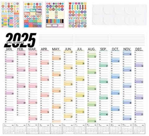 Kalender 2025, großer Wandkalender 2025, Schülerplaner, Startzeitenplaner, Familienkalender von Januar 2025 bis Dezember 2025 für Termine und Termine