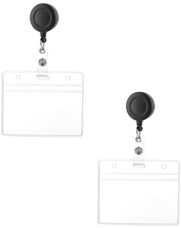 2-Stück Ausweishalter mit Einziehbarem Schlüssel Badge Holder für Schlüsselkartenhalter,Kartenhülle Mit Schlüsselband für Schülerausweis Pass id Wasserdicht,Transparent Arbeitserlaubnis-Lanyard