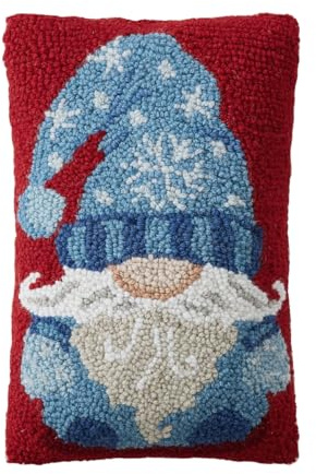 Peking Handicraft Blue Gnome Hook Pillow, 12-Inch, Multicolor
