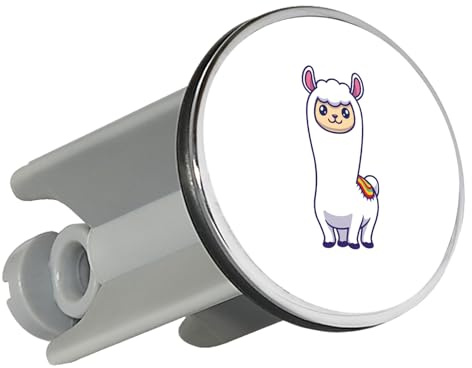 Huuraa Waschbeckenstöpsel Lama Comic Geschenk | Universal Stopfen 4cm höhenverstellbar Abflussstopfen Geschenkidee Stöpsel mit Motiv für das Waschbecken