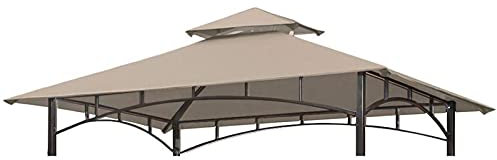 Bâche de rechange imperméable de 3 x 3 m pour tonnelle de terrasse, auvent de tente, protection UV avec 2 niveaux supérieurs pour barbecue, abri de jardin, terrasse